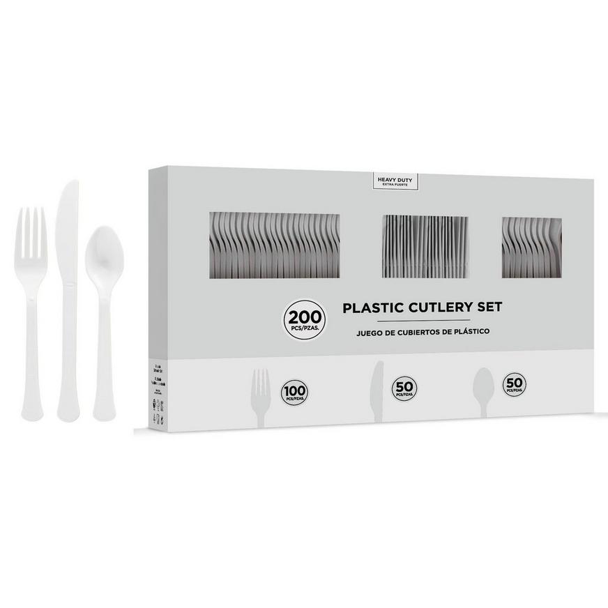 CLEAR Heavy-Duty Plastic Cutlery Set for 50 Guests, 200ct